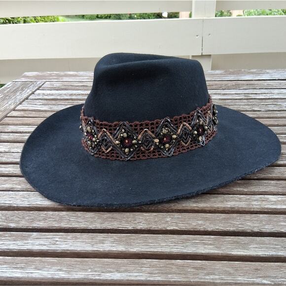 Scala 100% Wool Boho Western Hat Black One Size - Picture 1 of 8
